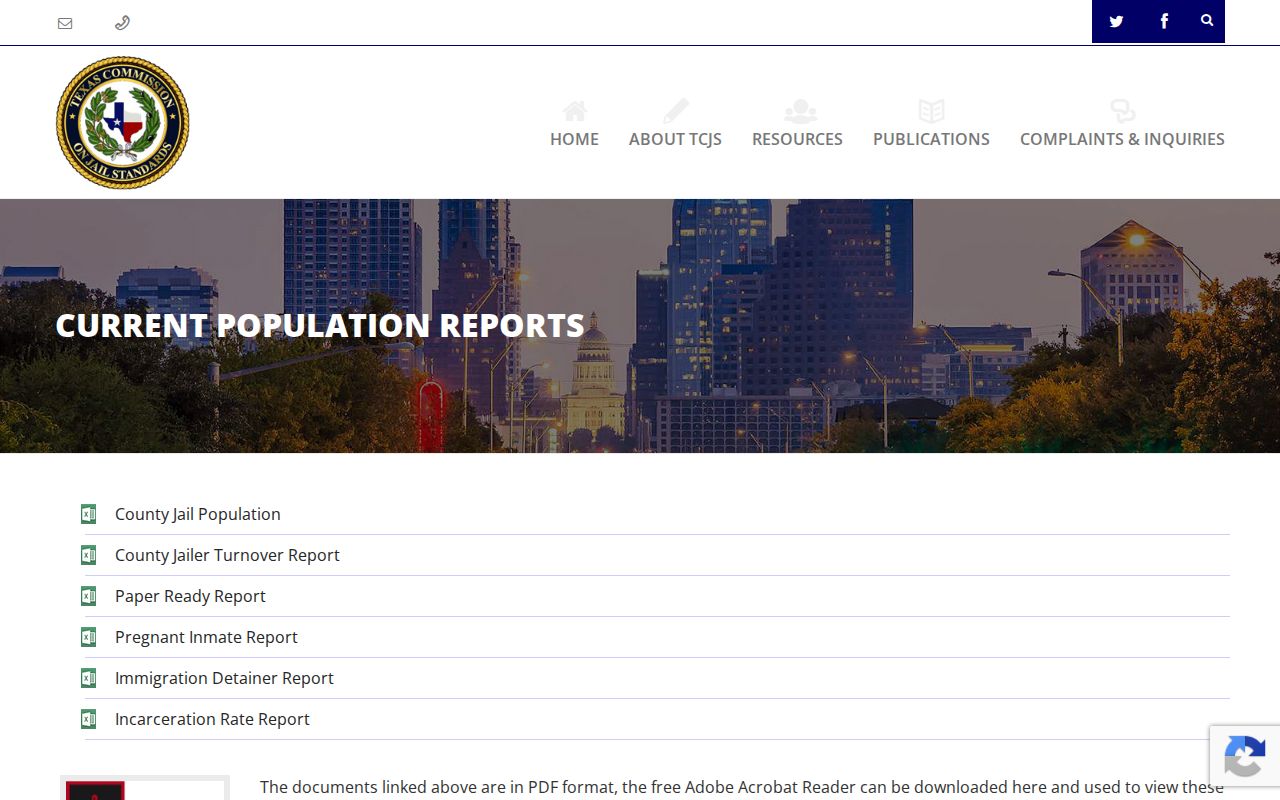 Texas Commission on Jail Standards county jail population reports